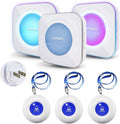 Wireless Caregiver Pagers Call Button Nurse Alert System Call Bell Call Light Alert Button for Home/Elderly/Patients/Disabled 3 Transmitters 3 Plugin Receivers (600+ft Operating Range)…