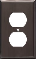ENERLITES Duplex Receptacle Metal Wall Plate, Stainless Steel Outlet Cover, Corrosion Resistant, Standard Size 1-Gang 4.50" x 2.76", Stainless Steel 201, 7721-BBK, Brushed Black