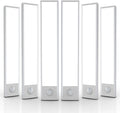 6 Pack Under Cabinet Lighting Wireless, 40 LED Rechargeable Battery Motion Sensor Light Indoor, Stick On Magnetic Closet Lights, Under Counter Lights for Kitchen, Stairs, White 10 in