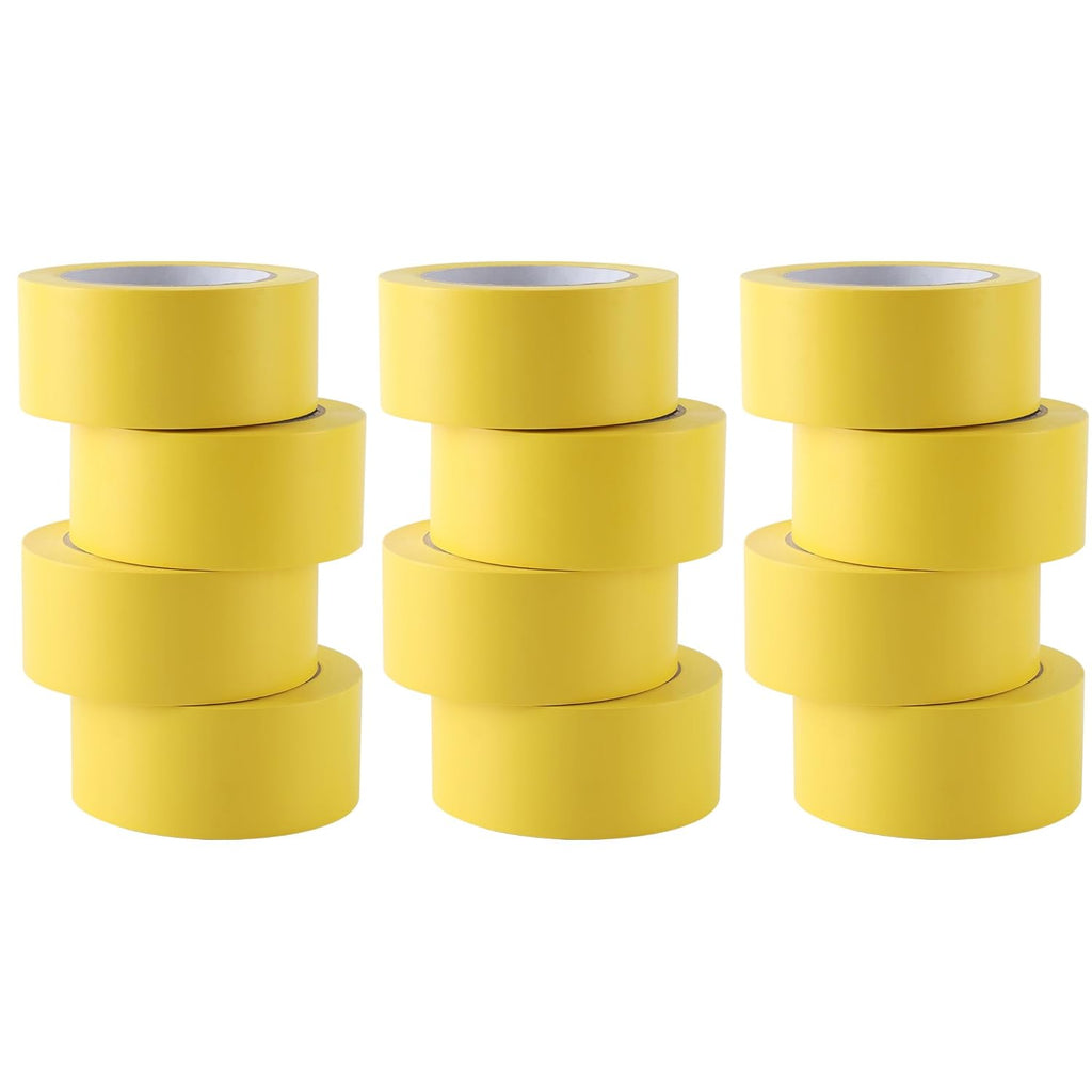 Lichamp 12 Rolls Vinyl Tape, Premium Safety Marking and Traffic Floor Marking Tape, Bundling, Social Distancing, 2 Inch x 36 Yards per Roll, 432 Total Yards, Yellow