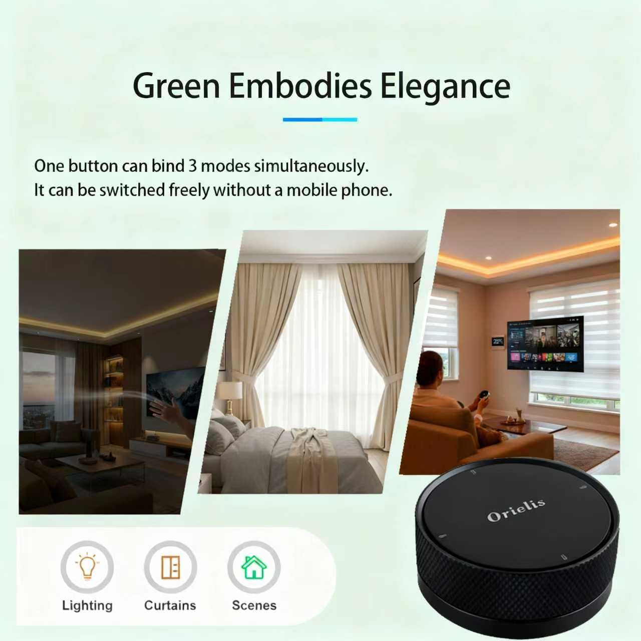 1 PCS Wireless Smart Light Switch Button, Wall-Mounted Rotary Light Switch, Compatible with Tuya Zigbee Gateway (V2 or Higher), Smart Home Control, Easy Wireless Installation