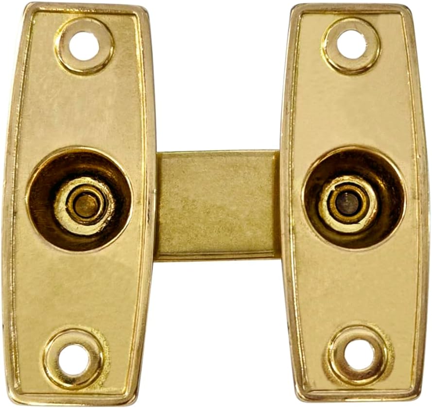 QCAA 2.5" x 2.65", Large, Heavy Forged Solid Brass Door Latch, 180 Degrees Flat Surface Mounting Door Latch Buckle for Doors & Windows, Vibrated Brass, 2 Pack, Made in Taiwan