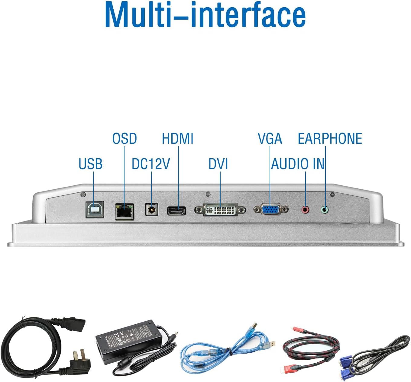 GreenTouch 10.4 Inch Industrial Embedded Touchscreen Monitor, PCAP Multi-Touch Screen Industrial Front IP65 Monitor - HDMI+VGA+DVI - 800 x 600 Resolution