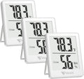 DOQAUS Indoor Thermometer [3 Packs], Humidity Gauge Room Thermometer for Home, Digital Hygrometer, Accurate Temperature Humidity Monitor Meter for House, Office, Greenhouse, Home White (2.3X1.8inch)