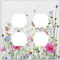Outlet Covers Boho Colorful Flowering Plant Wild Flower 2 Gang Double Duplex Decorative Light Switch Covers Electrical Wallplates Socket Faceplate For Bed Room Living Room Decor