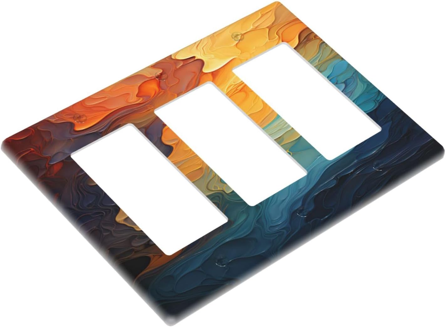 Abstract Colorful Modern Luxury Rainbow Triple Rocker Light Switch Covers 3 Gang Outlet Cover Wall Plates Decorative Switch Plates Electrical GFCI Faceplate Switchplate for Home Decor 4.49 X 6.38 IN