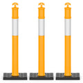 RoadHero 45 Inch Delineator Post with Rubber Base, Heavy Duty Yellow Traffic Delineator Posts Cones with Reflective Collars for Parking Lots, Road Safety, Construction Events 3 Pack