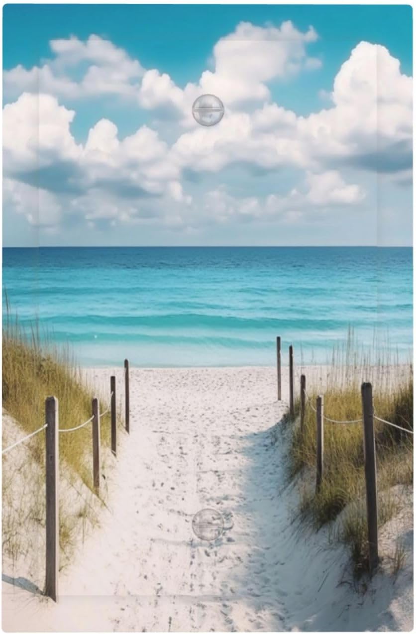 Decorative Light Switch Cover Plate Coastal Beach Ocean Seaside View 1 Gang No Device Single Blank Outlet Covers Wall Plates for Electrical Outlets Faceplate for Bedroom Home Decor