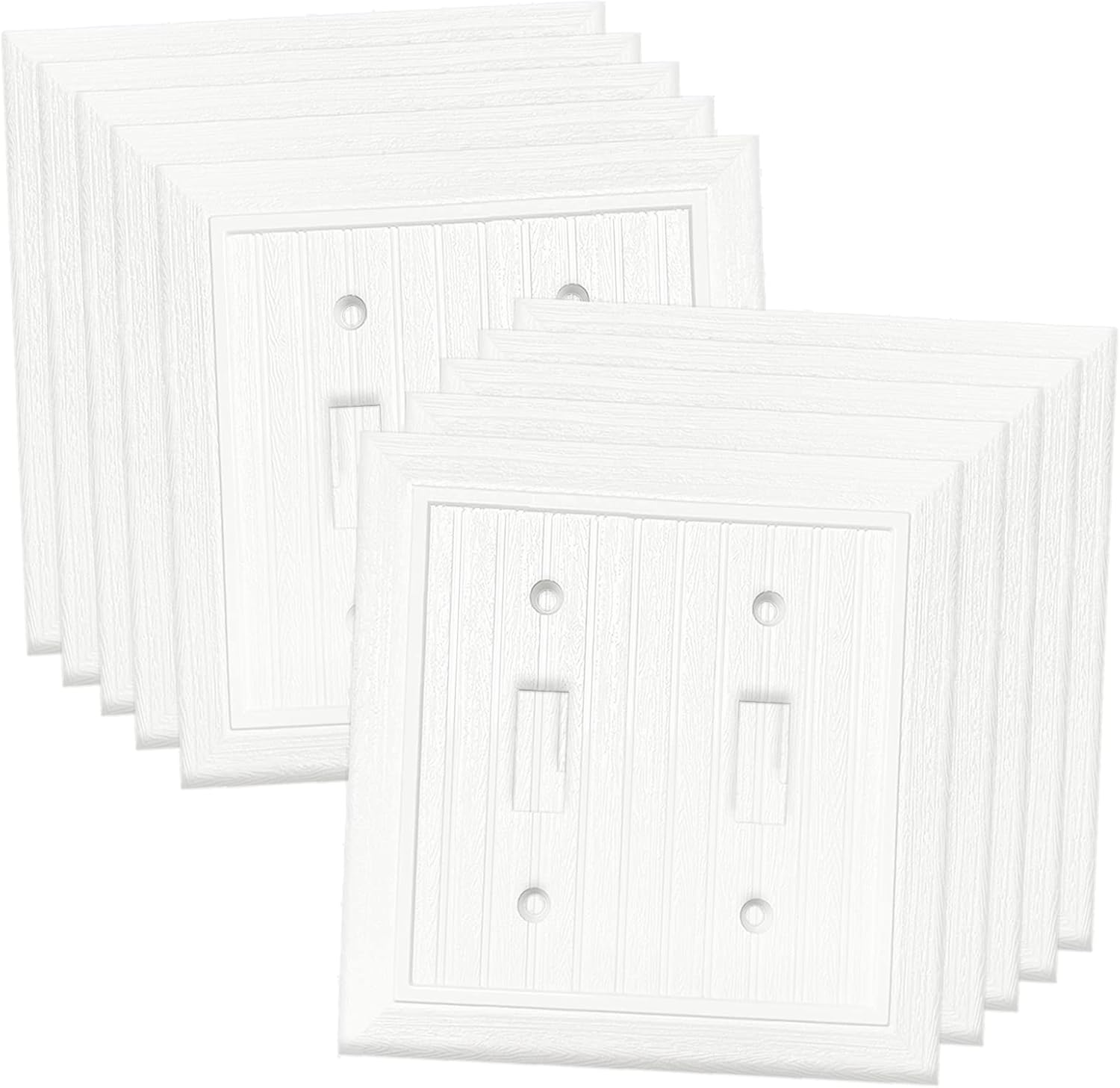 Modern Decorative Wall Plate Retro Wood Grain design Switch Cover Outlet Cover for Light Switch, Smart Switch, Dimmer, GFCI, USB Outlet (10 Pack, Double Toggle)