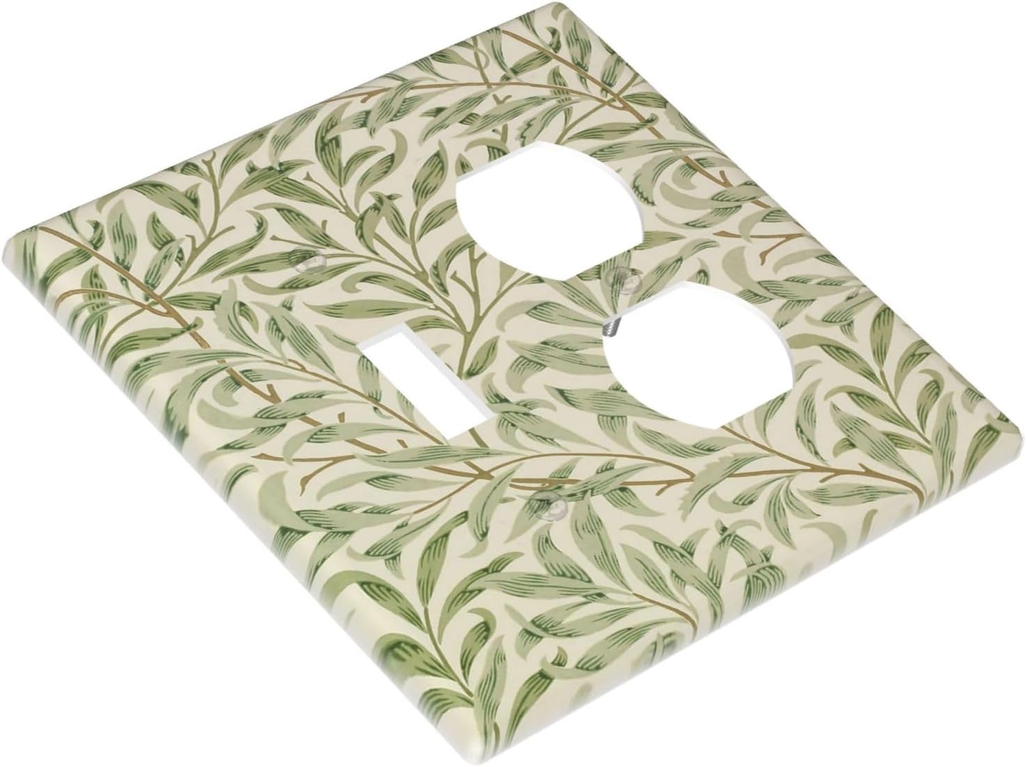 Decorative Outlet Covers Morris Green Willow Leaf Olive Leaves 2 Gang Wall Plate Cover Single Toggle Duplex Combo Two Switch Light Switch Cover Plate Jumbo Dual GFCI Faceplate