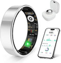 Smart Health Ring, Featuring Stress and Sleep Monitoring Functions, Compatible with iOS and Android, Waterproof Fitness Tracker for Women & Men, No Subscription Fee. (Silver, 11)