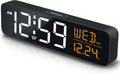 Peakeep Large Display Digital Alarm Clock for Bedrooms, Date Day of Week Desk Table Clocks for Living Room Office, Dimmable 5 Dimmers Plug in Electric Clock, Auto DST