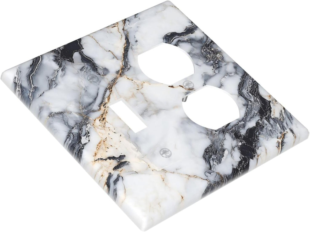 Outlet Covers Black Gold Marble Abstract Modern Luxury 1 Toggle 1 Duplex Switch Plate Covers Electrical Light Switch Cover Plate Decorative Wall Plate Socket Cover for Bedroom Home Decor