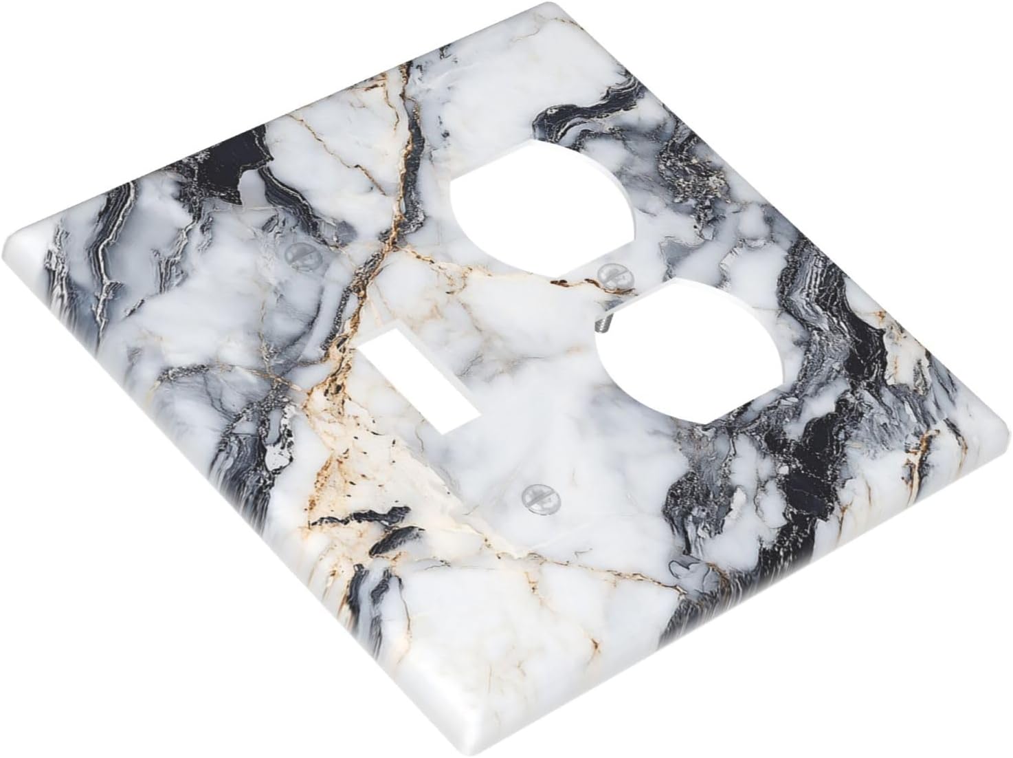 Outlet Covers Black Gold Marble Abstract Modern Luxury 1 Toggle 1 Duplex Switch Plate Covers Electrical Light Switch Cover Plate Decorative Wall Plate Socket Cover for Bedroom Home Decor