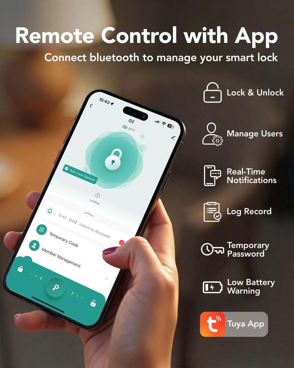 Devo G2 Fingerprint Smart Door Lock, Keyless Entry Door Lock, App Control, Smart Locks for Front Door, Smart Deadbolt Lock, Built-in Bluetooth, Touchscreen Keypad, 8 Months Battery, IP54 Waterproof