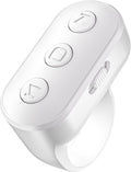 Scrolling Ring Remote for TikTok YouTube IG Shorts Video Landscape Portrait, Fingertip Wireless Scroller Page Turner Clicker for Kindle APP Compatible with iPhone iPad Android Phone Tablet (White)
