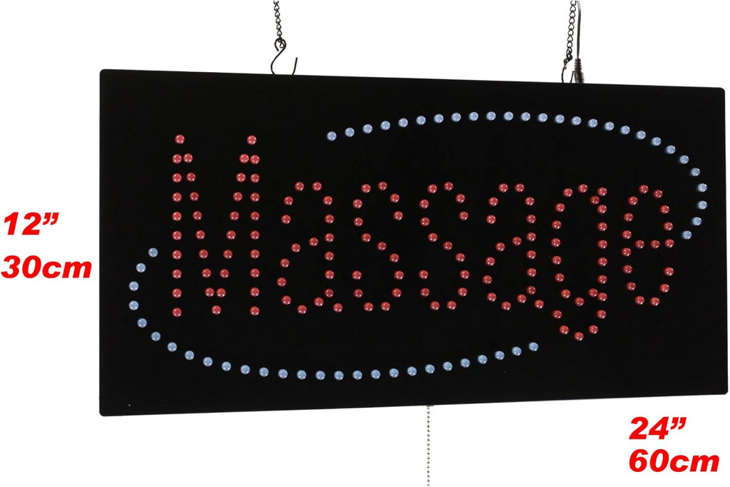 Massage Sign, 24"x12", 60x30cm, TOPKING, LED, Neon, Florescent, Signage, Signboard, Display, Billboard, Screen, Grand Opening, Gift