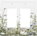 Colorful Wildflowers Daisy Plant Butterfly Floral Decorative Outlet Covers 2 Gang Double GFCI Rocker Electrical Wall Panels Light Switch Cover Plate for Bed Room Living Room Decor