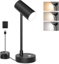 ShineTech Adjustable LED Eye-Caring Desk Lamp, Dimmable Stepless Brightness, 3 Color Modes, Touch Nightstand Lamp for Home Office, Study, Bedroom, Black