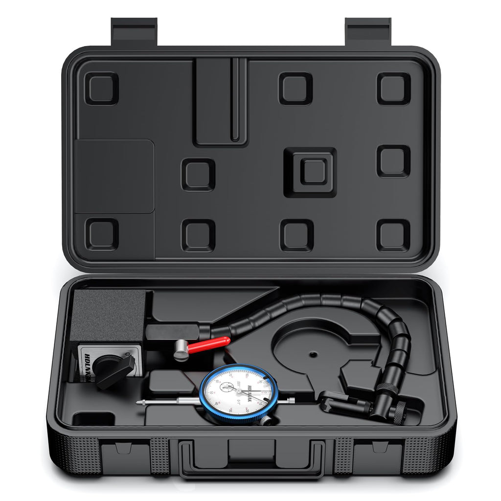 HDLNKAK Dial Indicator 0-1'' with Magnetic Base - Precision Machinist's Tool Set for Alignment, Includes Flexible Arm Base & 0.001" Accuracy Measuring Instrument.