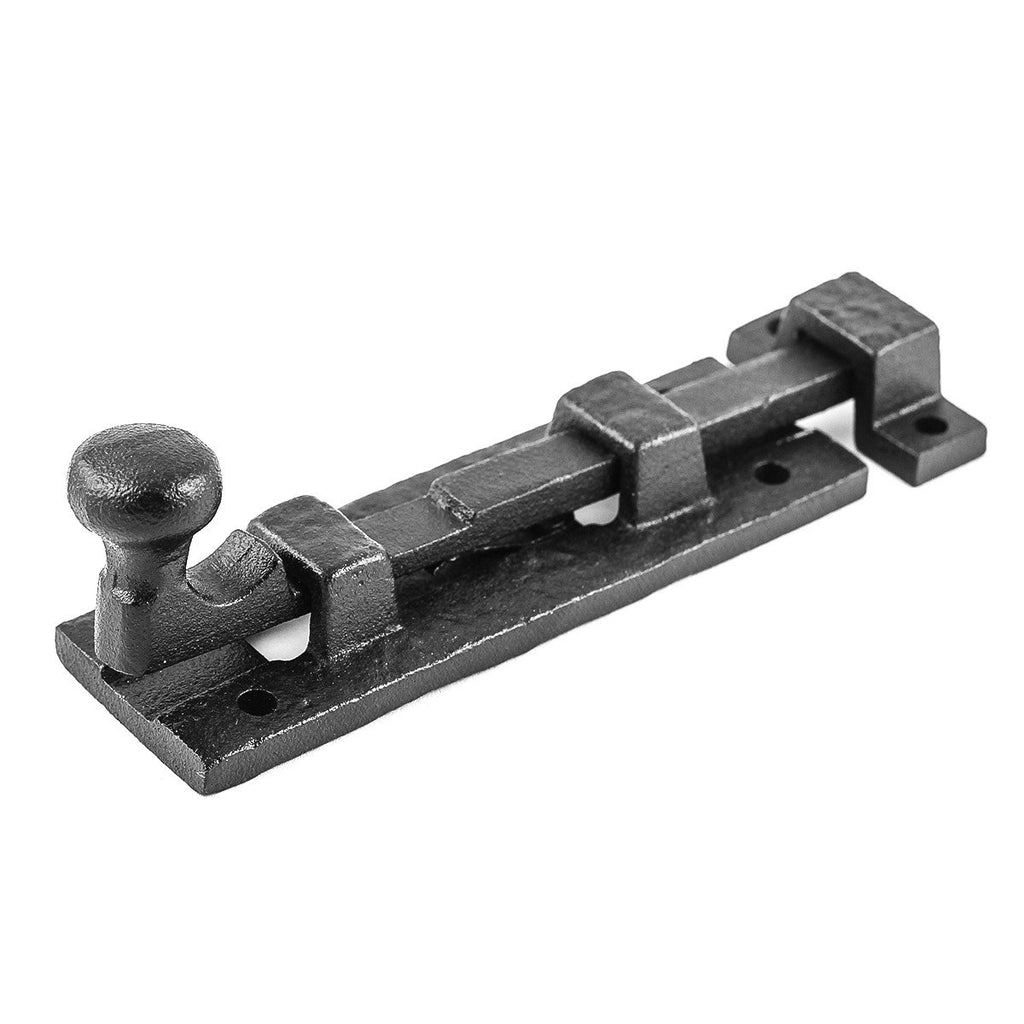 Renovators Supply Manufacturing Slide Bolt Door Lock Latch 4" Black Wrought Iron Sliding Bolt Gate Latch for Cabinet Doors with Mounting Hardware Pack of 10