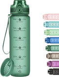 32oz Water Bottle with Time Marker, Motivational Drinking Bottle with Strap, BPA-Free Leak-Proof, Encouraging Water Bottle Time to Drink Water for Gym School Office Travel