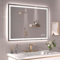 40"X30" LED Bathroom Mirror with Front Lights and Backlit, Anti-Fog, Dimmable, Shatter-Proof Tempered Glass, Lighted Bathroom Vanity Mirror for Wall with 3 Colors, Memory Function