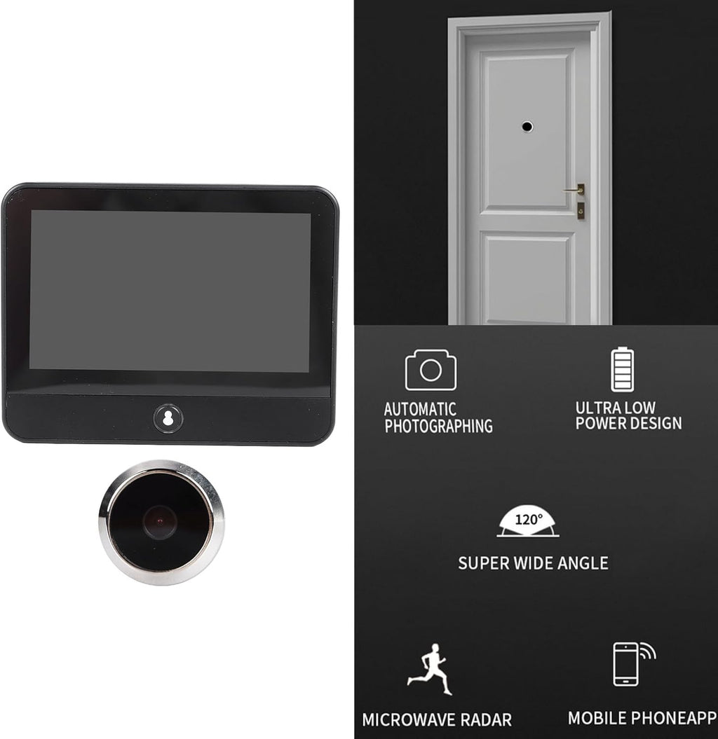 Digital Door Viewer, 1080P Door Peephole Camera with HD Screen, 120° Wide Angle, for TUYA APP, 5000mAh Battery Capacity, for Home Security