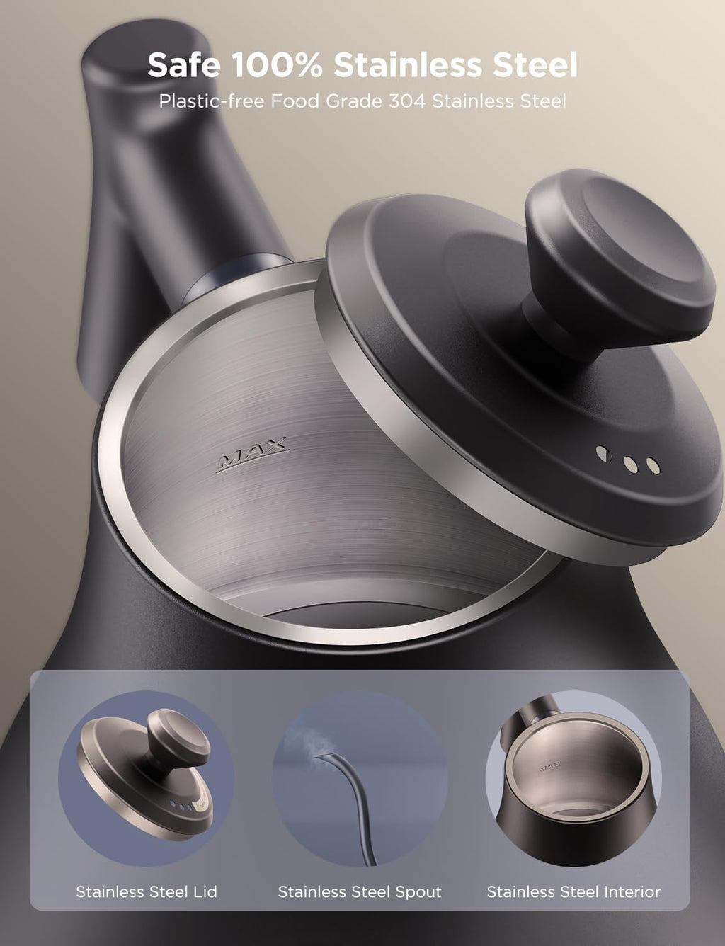 Govee Smart Electric Kettle, WiFi Variable Temperature Gooseneck Pour Over Kettle and Tea Kettle, Alexa Control, 1200W Quick Heating, 100% Stainless Steel, 0.8L, Matte Black