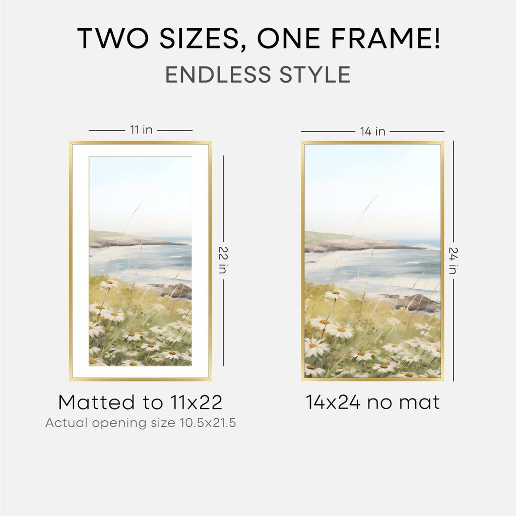 Homeforia 14x24 Picture Frame Gold, High End Metal 14x24 Poster Frames with Mat 11x22 Photo, 14 x 24 Gold Frame Matted to 11 by 22 Print, 24by14 Thin Hanging Frames, Tempered Glass, Wall Kit, Set of 1