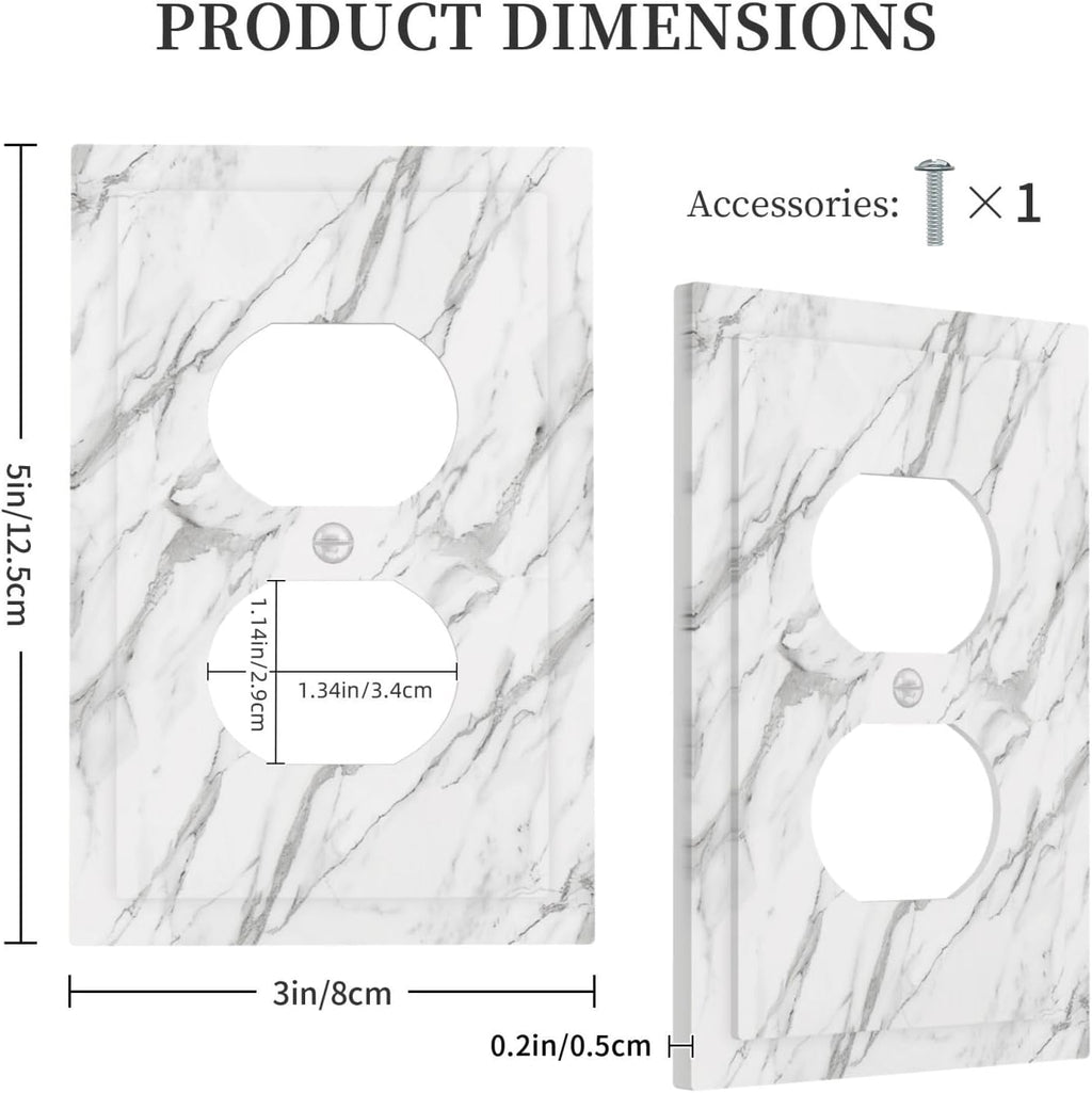Decorative Outlet Covers Modern Grey Marble Texture 1 Gang Duplex Light Switch Cover Plate Unique Wall Plates for Electrical Outlets Switch Plate Covers for Bedroom Kitchen Home Decor