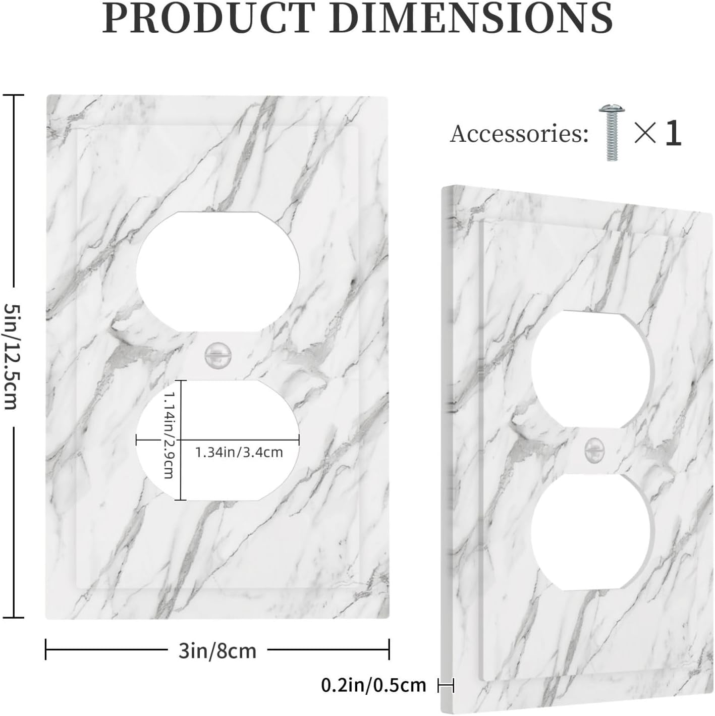 Decorative Outlet Covers Modern Grey Marble Texture 1 Gang Duplex Light Switch Cover Plate Unique Wall Plates for Electrical Outlets Switch Plate Covers for Bedroom Kitchen Home Decor