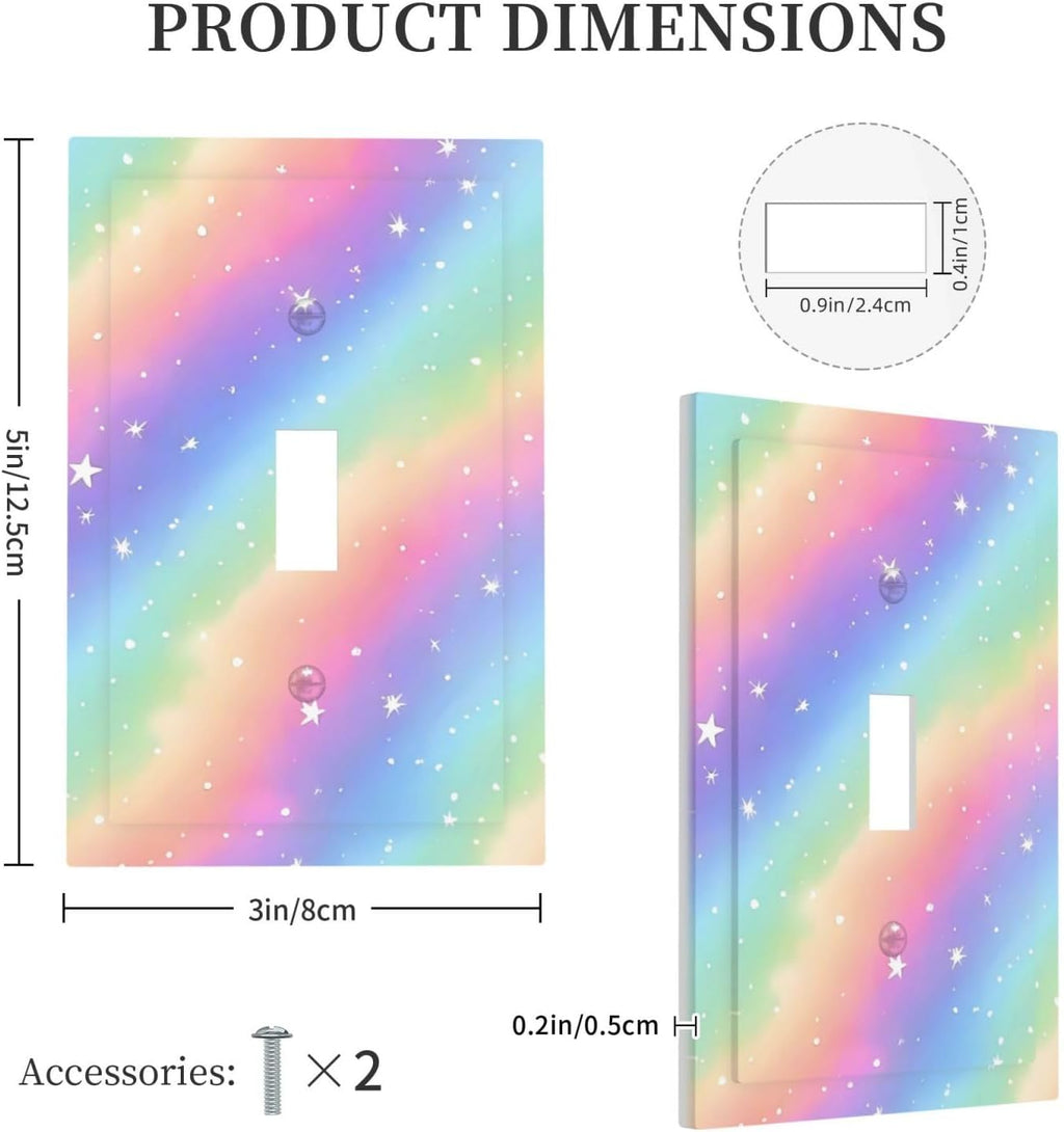Decorative Light Switch Cover Plate Pink Blue Purple Iridescent Rainbow 1 Gang Single Toggle Wall Plates for Electrical Outlet Covers Switch Plate Covers Faceplate for Bedroom Home Decor