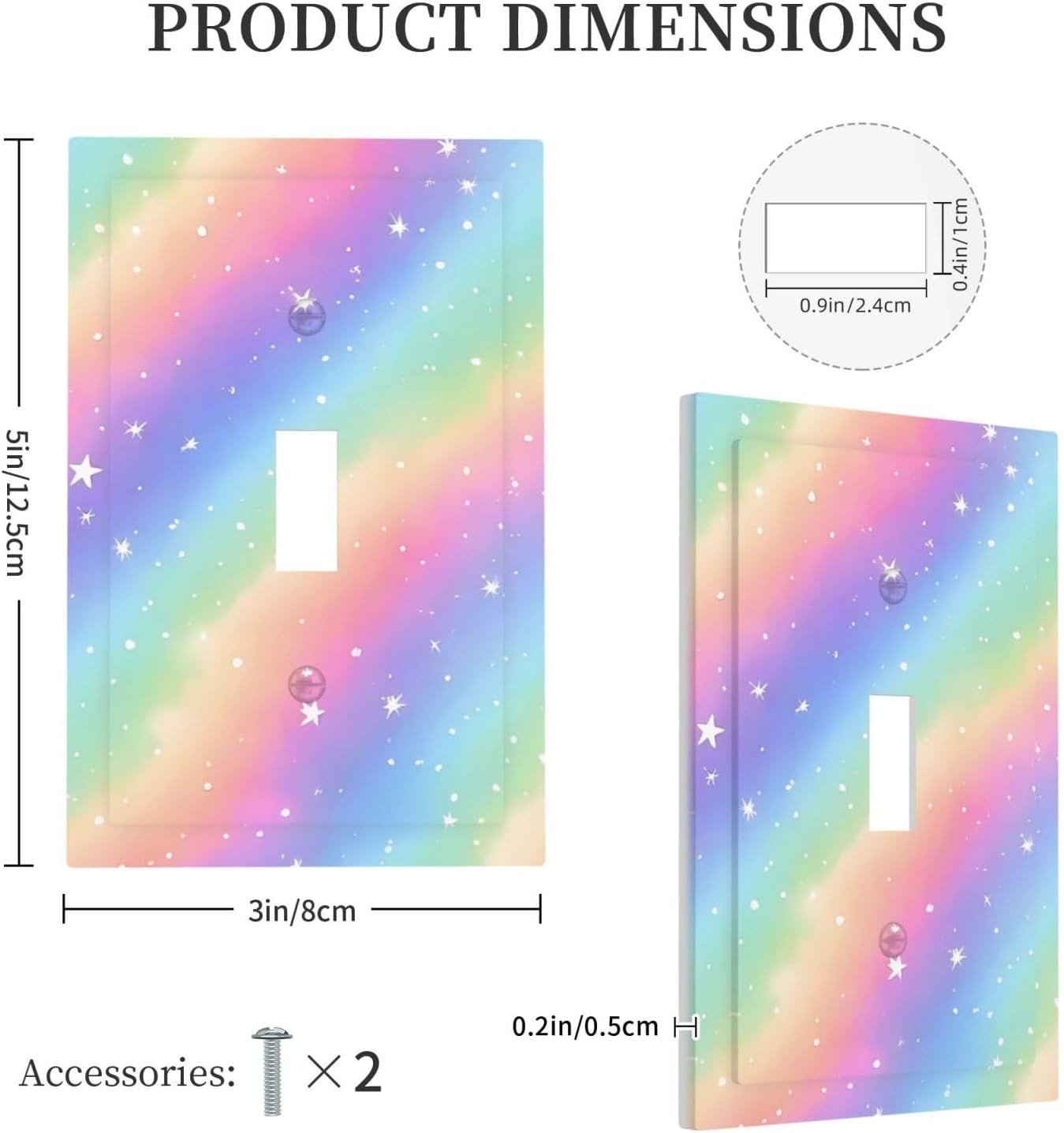 Decorative Light Switch Cover Plate Pink Blue Purple Iridescent Rainbow 1 Gang Single Toggle Wall Plates for Electrical Outlet Covers Switch Plate Covers Faceplate for Bedroom Home Decor