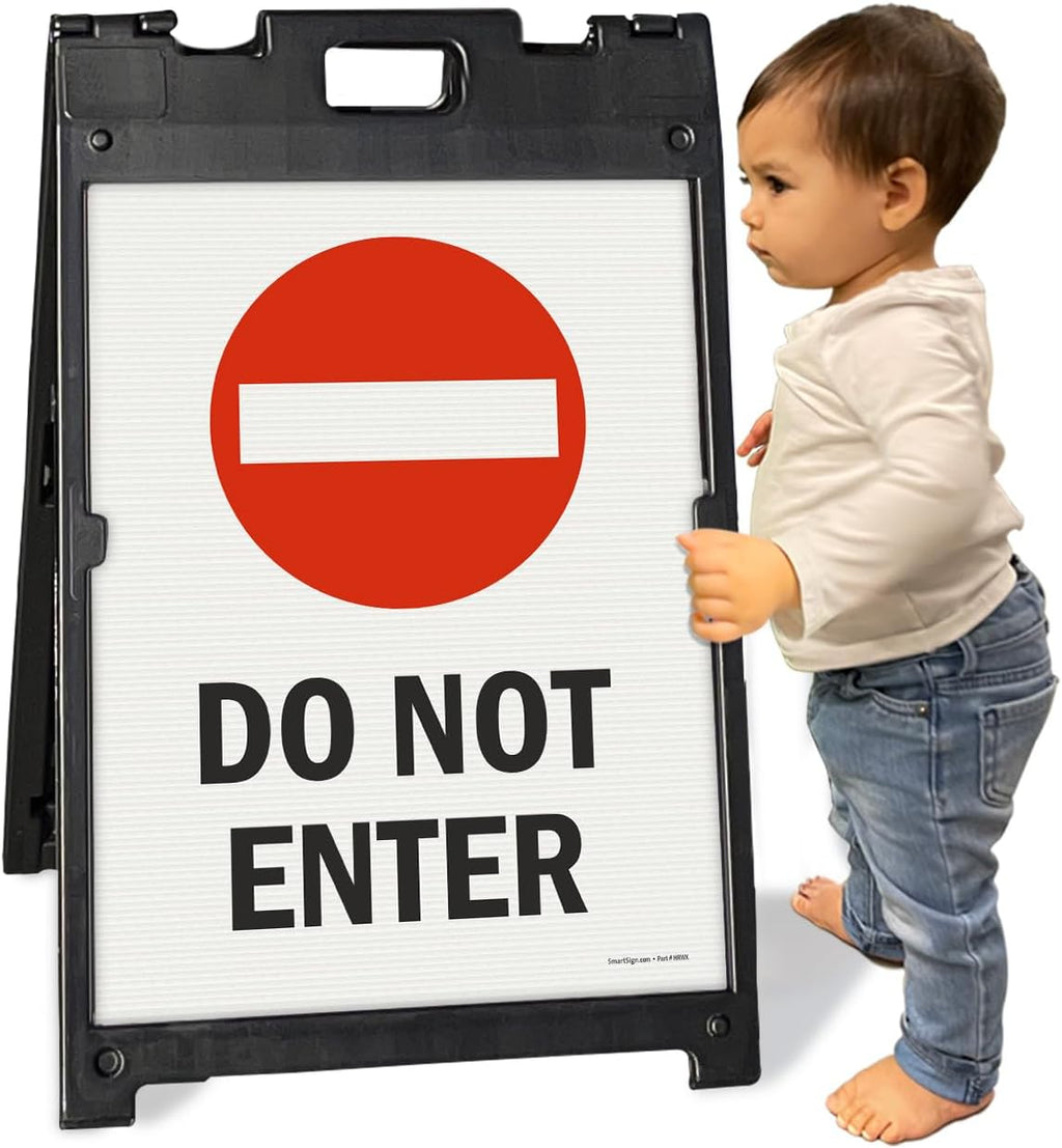 SmartSign 24" x 18" Do Not Enter Sidewalk Sign Kit, Two-Sided A-Frame, Plastic, USA Made, Red, Black and White (1 A-Frame + 2 Sign Panels)