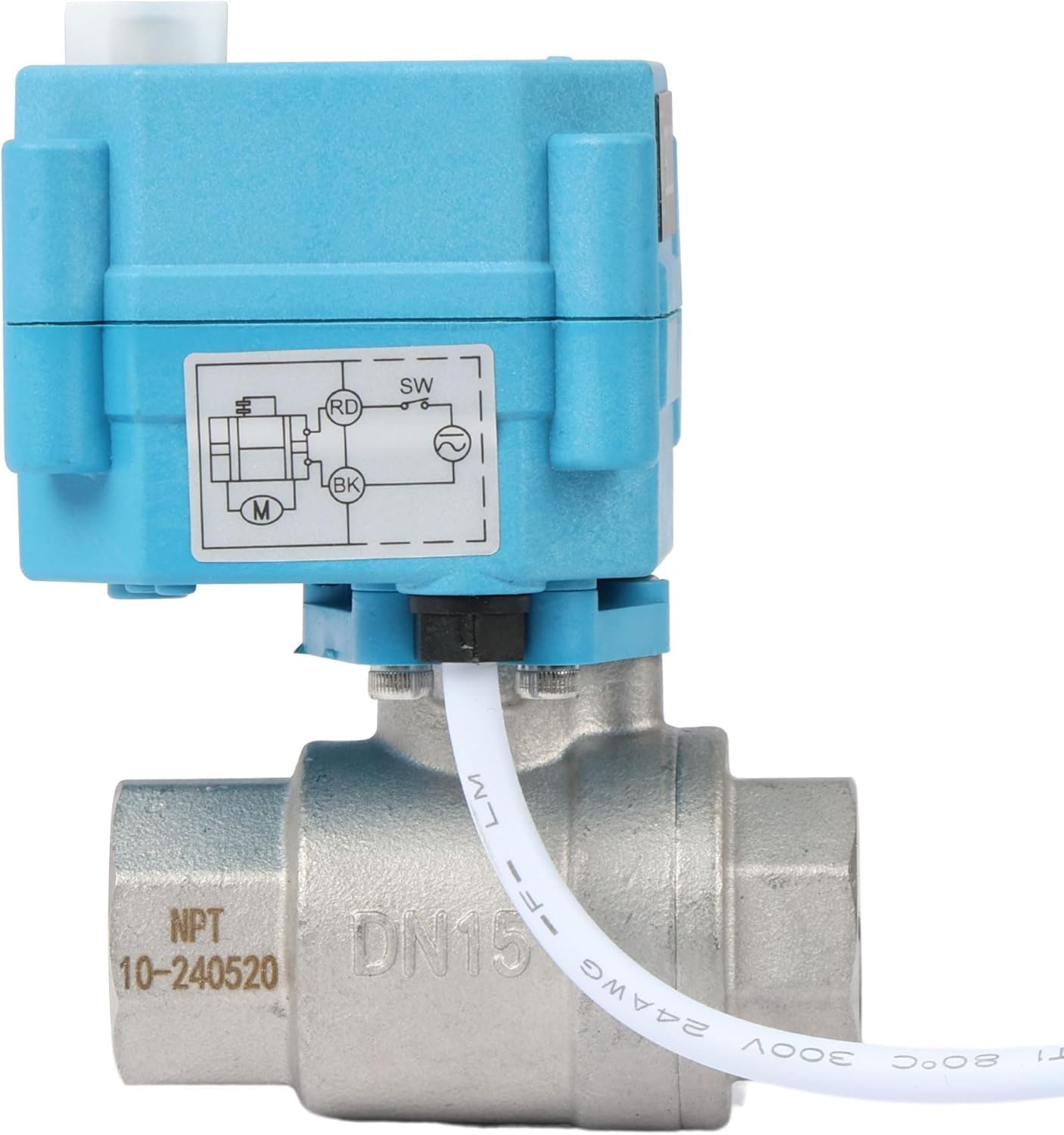 U.S. Solid Motorized Ball Valve – 1/2" 316 Stainless Steel, IP67 Waterproof, 110-230V AC, Full Port, 2-Wire Auto-Return, Normally Closed, Electric Valve for HVAC, Water, Oil, and Gas