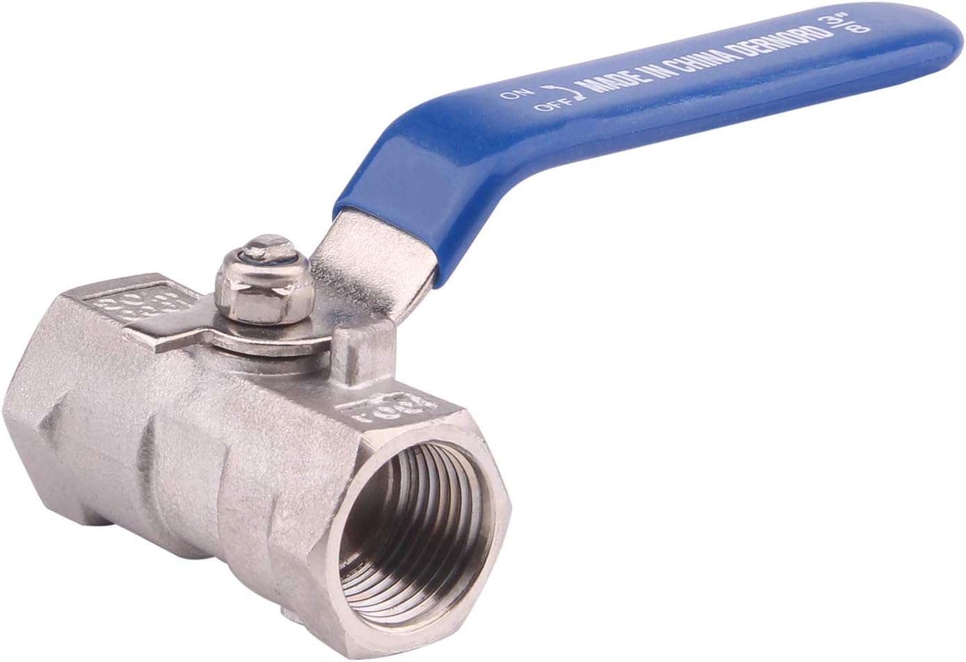 DERNORD Stainless Steel Ball Valve 1PC Type 3/8 Inch NPT Standard Port for Water, Oil, and Gas (3/8 Inch Ball Valve)