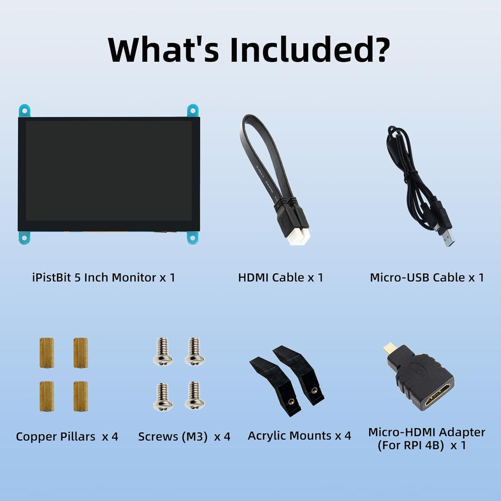 5'' Raspberry Pi Monitor, Capacitive Touchscreen Monitor 800x480 HDMI IPS Screen for Raspberry Pi 5 4 3 2 Zero BB, Driver-Free