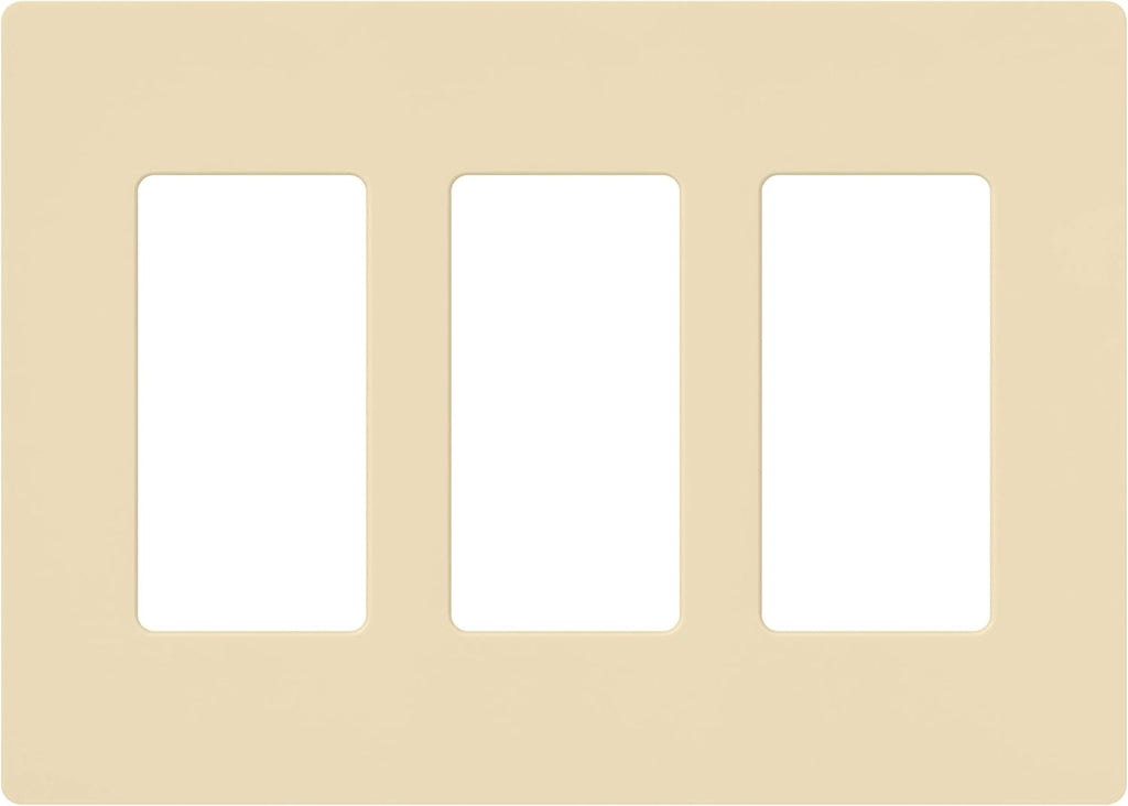 Lutron Claro Light Switch Cover Plate, 3 Gang Wallplate, for Decorator Light Switches, Rocker Light Switch Cover, Outlet Cover, Screwless Switch Plate Cover, Gloss, CW-3-IV, Ivory