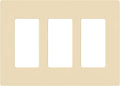 Lutron Claro Light Switch Cover Plate, 3 Gang Wallplate, for Decorator Light Switches, Rocker Light Switch Cover, Outlet Cover, Screwless Switch Plate Cover, Gloss, CW-3-IV, Ivory