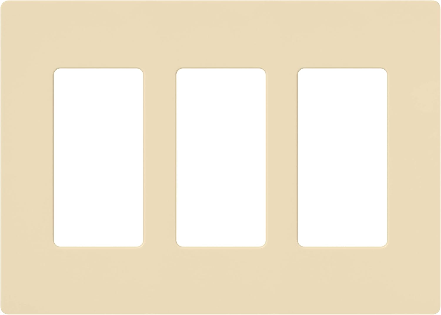 Lutron Claro Light Switch Cover Plate, 3 Gang Wallplate, for Decorator Light Switches, Rocker Light Switch Cover, Outlet Cover, Screwless Switch Plate Cover, Gloss, CW-3-IV, Ivory