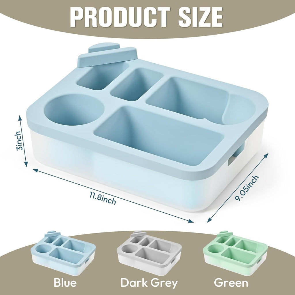 Couch Cup Holder Tray with Rotating Phone Stand & Anti-Spill Design, Silicone Sofa Caddy for Drinks, Remote, Snacks (Green, 11.8"x 9.05")