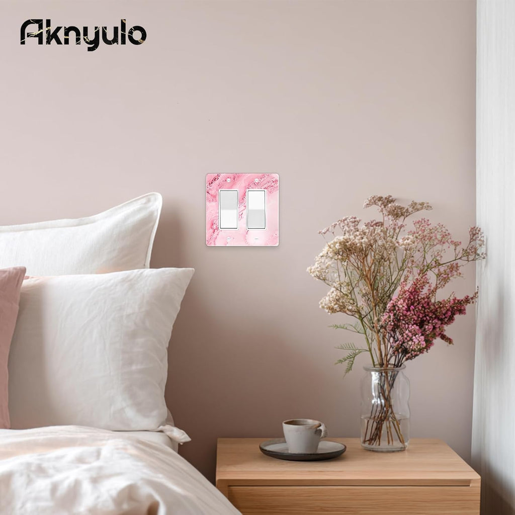 Abstract Pink Marble Design Acrylic Outlet Wall Plate Light Switch Cover Decorative Wall Plate 2 Gang