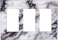 Light Switch Covers White Marble Pattern Black Lines Pink Lines 3 Gang Rocker Electrical GFCI Decorative Triple Outlet Wall Plate Cover Switchplate for living Room Office Decor