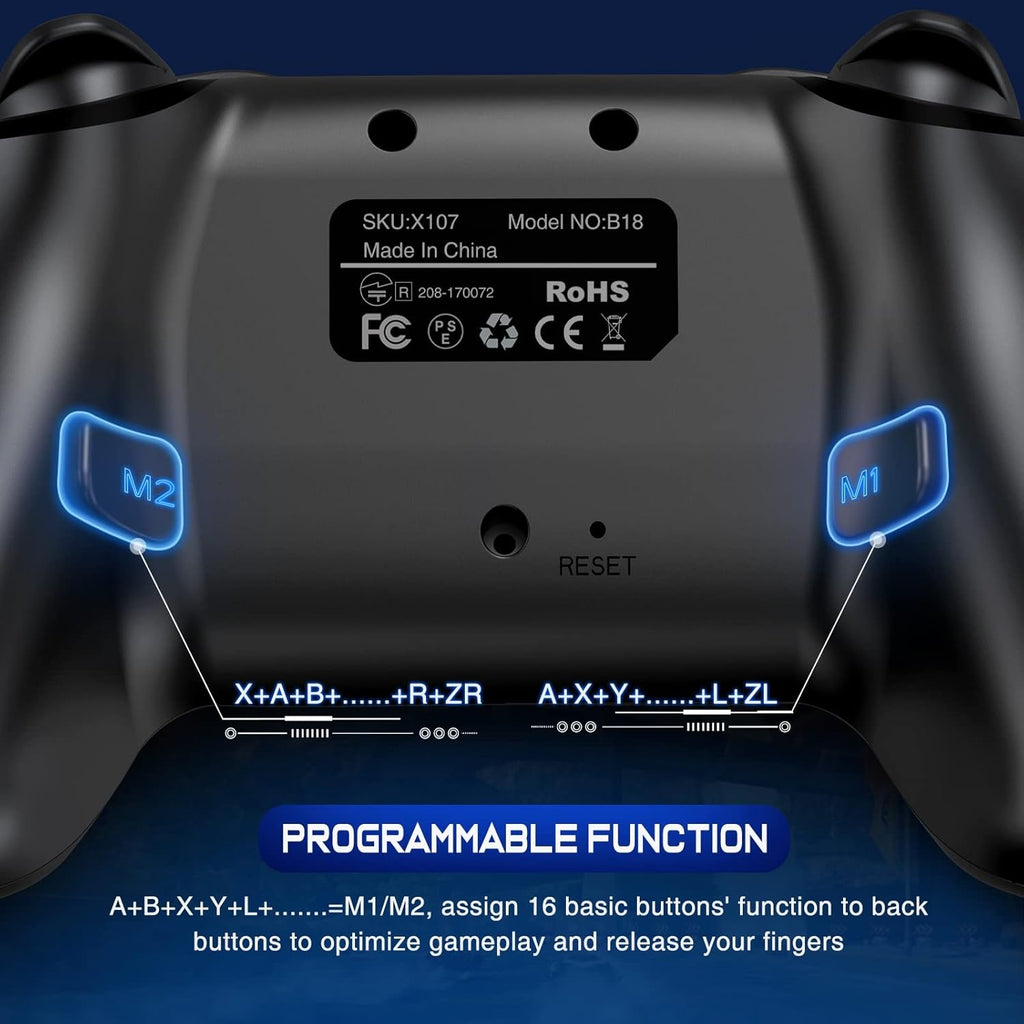 Wireless Switch Controller for Nintendo Switch 2/Switch1/Lite/OLED Controller, Switch Controller with a Mouse Touch Feeling on Back Buttons, Extra Switch Pro Controller with Wake-up,Programmable, Turbo -Black
