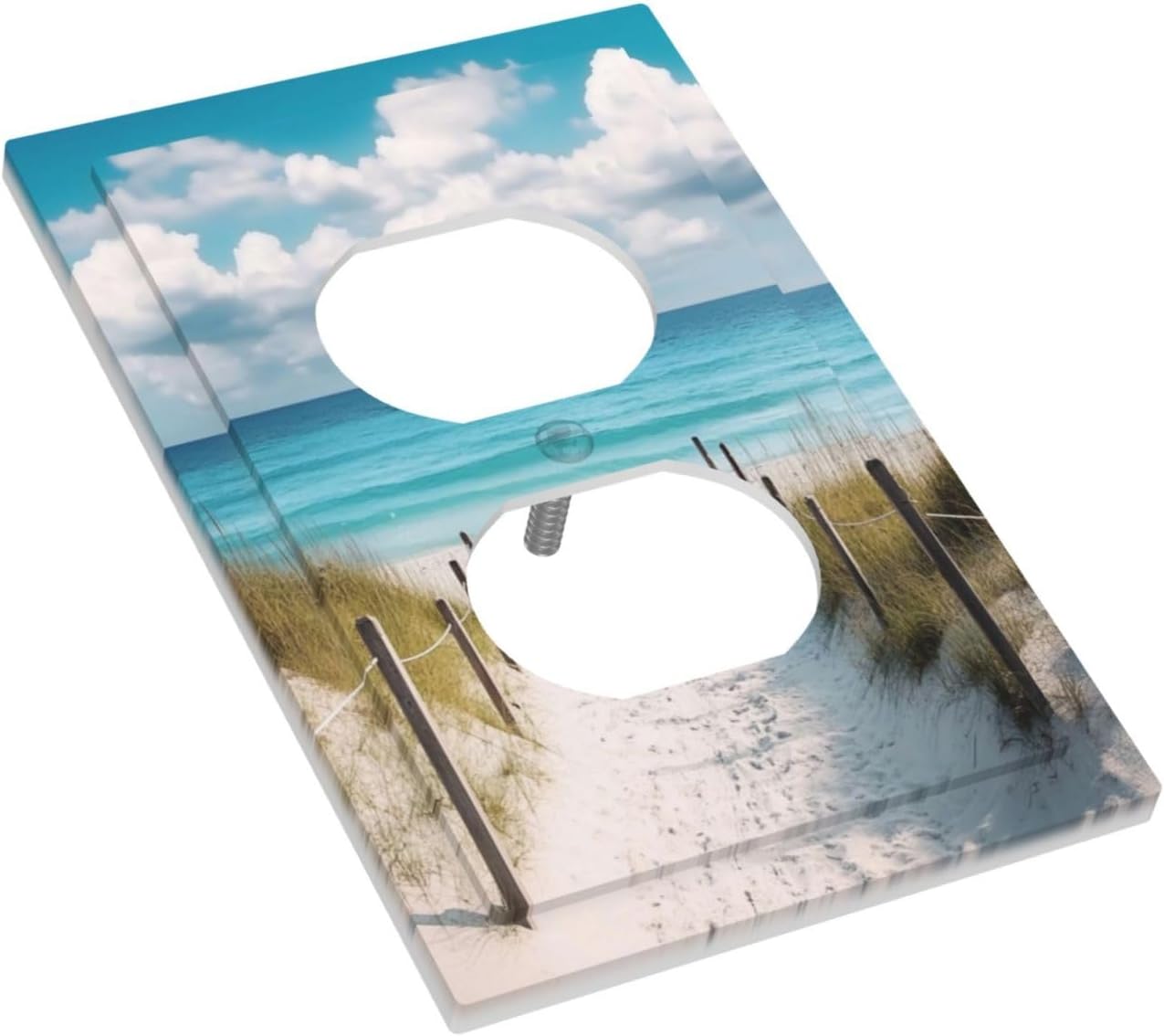 Decorative Outlet Covers Coastal Beach Ocean Seaside View 1 Gang Duplex Light Switch Cover Plate Unique Wall Plates for Electrical Outlets Switch Plate Covers for Bedroom Home Decor