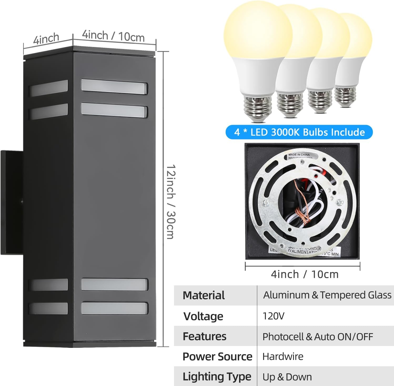 Dusk to Dawn Outdoor Lighting 2 Pack, Modern Outdoor Wall Lights Black Exterior Lighting Fixtures Wall Mount with E26 Base, Waterproof Sconce Outside Lights for House Porch, Bulbs Included