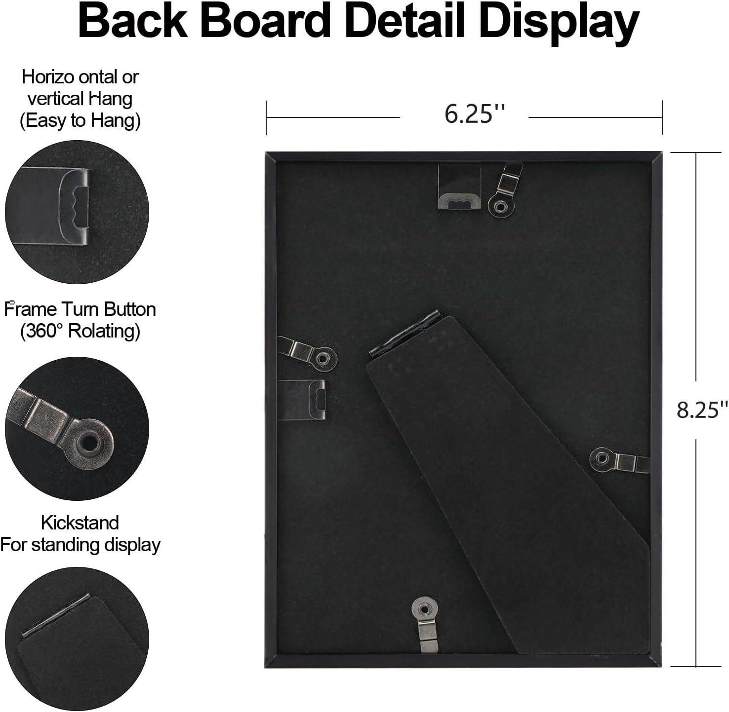 6x8 Picture Frame, Black Aluminum Metal Photo Frames with HD Glass, Fits 5x7 with Mat or 6 x 8 without Mat, Display for Wall and Table