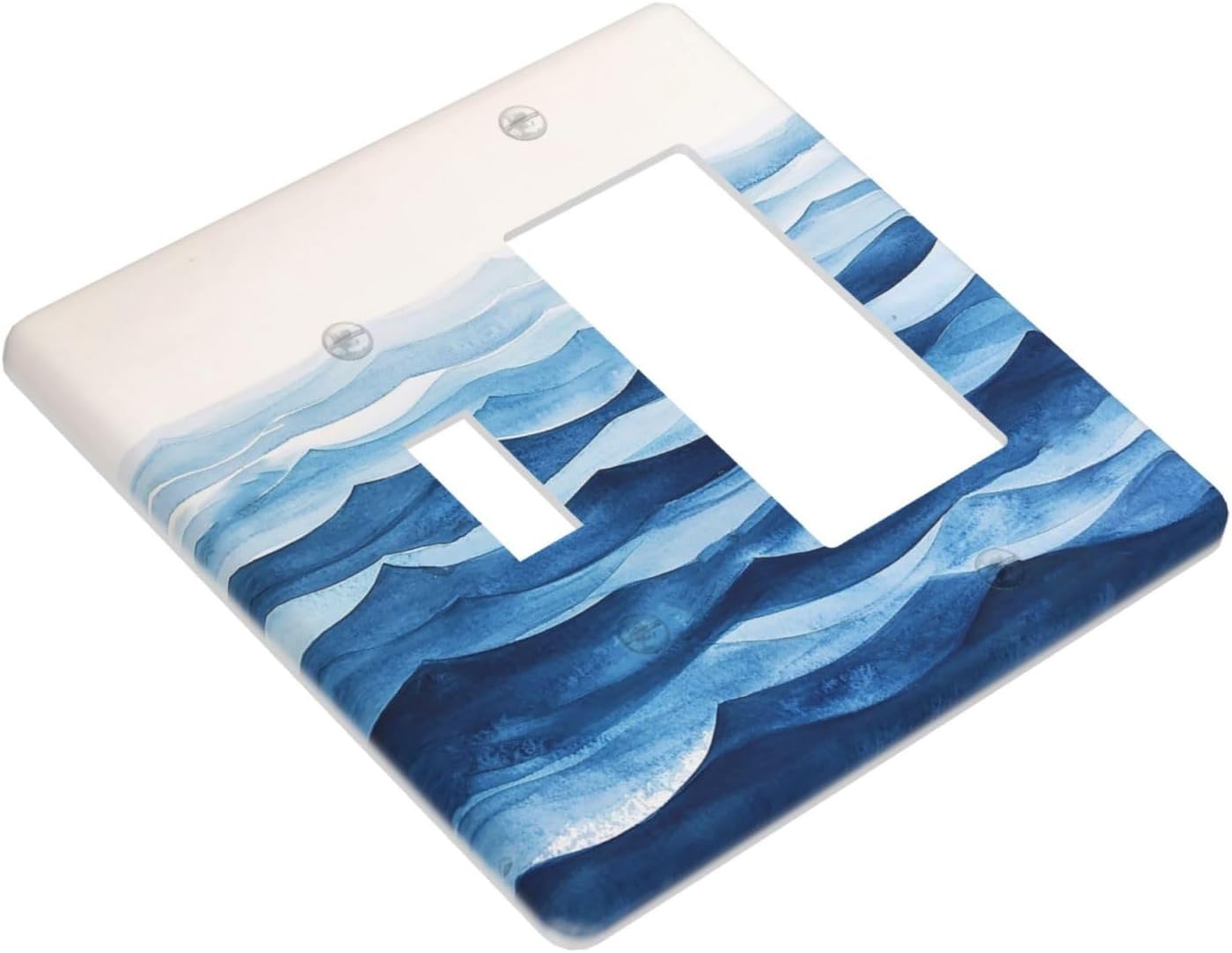 Outlet Covers Blue Watercolor Textured Abstract Ocean Wave 1 Toggle 1 Rocker Combo Light Switch Cover Plate Decorative Switch Plate Covers Electrical Wall Plate for Bedroom living Room Decor