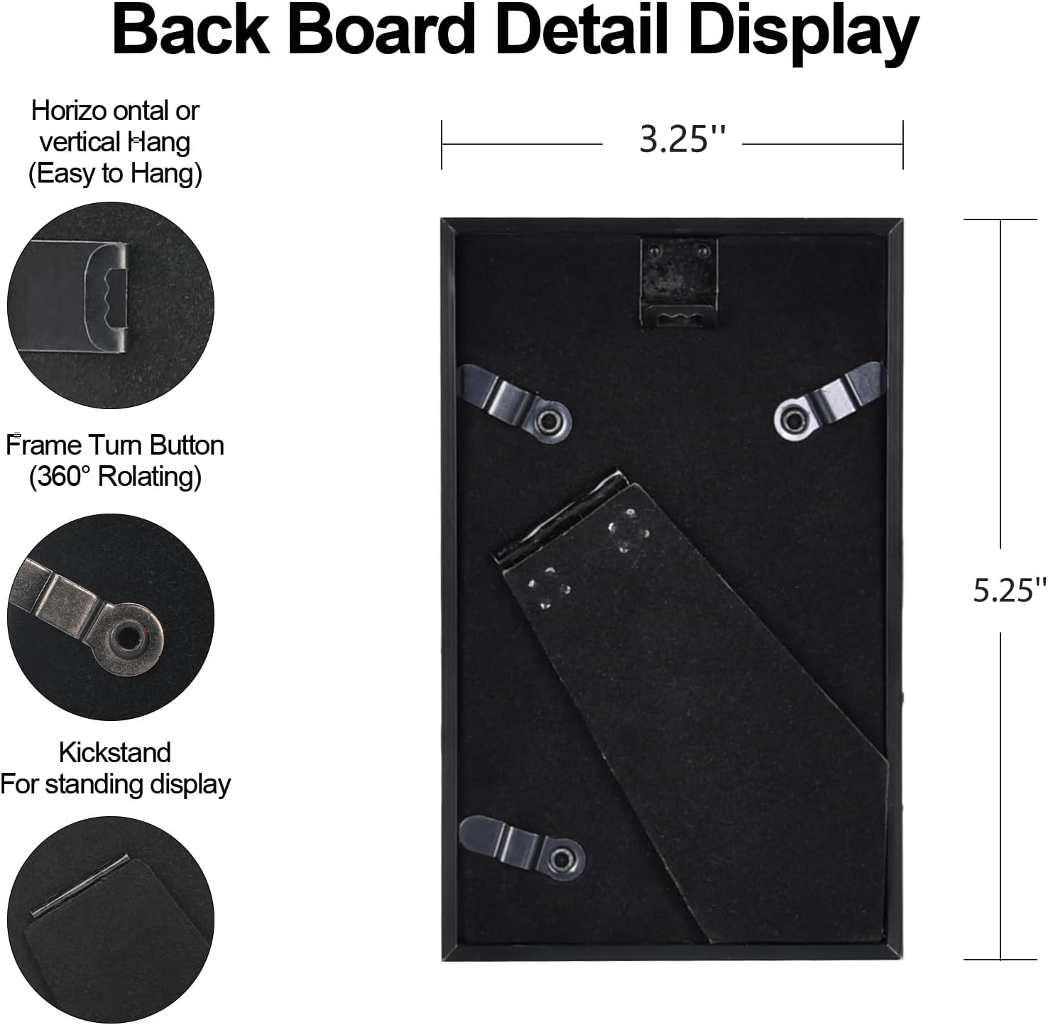 3x5 Picture Frame, Black Metal Photo Frames with HD Glass, Fits 2x3 with Mat or 3 x 5 without Mat, Display for Wall and Table, 1 Pack